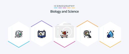 Illustration for Biology 25 FilledLine icon pack including ho. science. alternative. research. molecular - Royalty Free Image