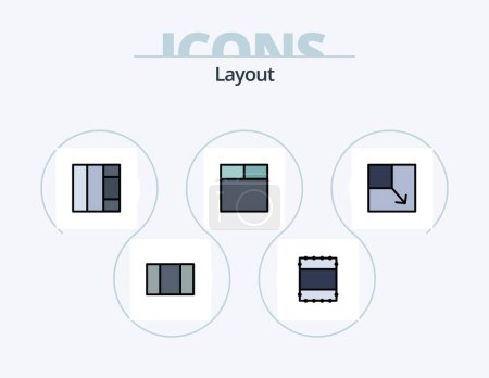 Ilustración de Línea de diseño Llenado Icon Pack 5 Icon Design. .. vista. - Imagen libre de derechos