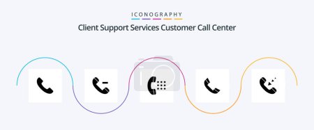Ilustración de Call Glyph 5 Icon Pack Including phone. communication. dial. call. ring - Imagen libre de derechos