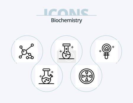 Téléchargez les illustrations : Biochemistry Line Icon Pack 5 Icon Design. fan. petri. biochemistry. dish. chemistry - en licence libre de droit