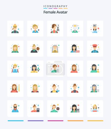 Illustration for Creative Female Avatar 25 Flat icon pack  Such As chef. profession. barber. female. grooming - Royalty Free Image