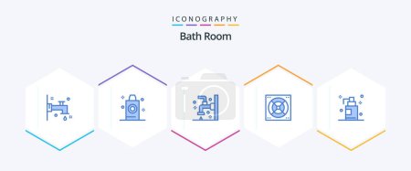 Téléchargez les illustrations : Bath Room 25 Blue icon pack including room. gel. bathroom. bathroom. fan - en licence libre de droit