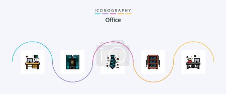 Illustration for Office Line Filled Flat 5 Icon Pack Including front. counter. tie. clerk. office draw - Royalty Free Image