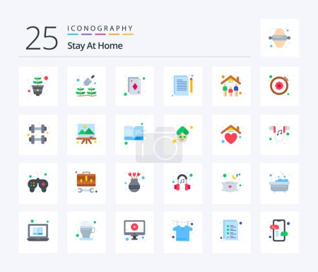 Ilustración de Stay At Home 25 Flat Color icon pack including stay at home. people. cards. editing. copywriting - Imagen libre de derechos