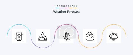 Ilustración de Weather Line 5 Icon Pack Including . weather. weather. warm. storage - Imagen libre de derechos