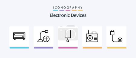 Ilustración de Devices Line 5 Icon Pack Including . electronics. music. instrument. Creative Icons Design - Imagen libre de derechos