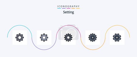 Illustration for Setting Line Filled Flat 5 Icon Pack Including . wheel. setting - Royalty Free Image
