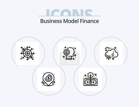 Téléchargez les illustrations : Finance Line Icon Pack 5 Icon Design. invoice. contract. safe. insurance. credit - en licence libre de droit