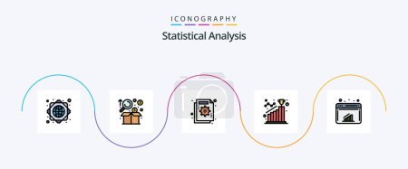 Téléchargez les illustrations : Statistical Analysis Line Filled Flat 5 Icon Pack Including step. goal. analysis. achievement. graph - en licence libre de droit