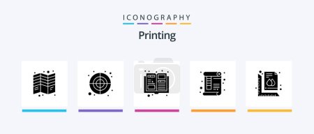 Illustration for Printing Glyph 5 Icon Pack Including measure. print. target. paper. document. Creative Icons Design - Royalty Free Image