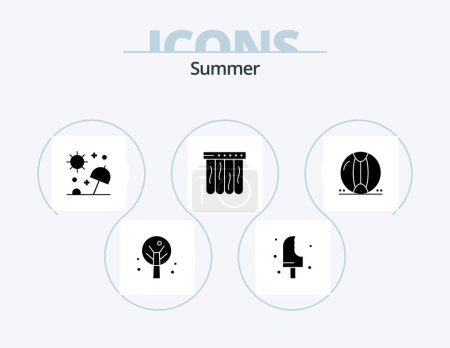 Téléchargez les illustrations : Summer Glyph Icon Pack 5 Icon Design. beach. summer. beach. pool. travel - en licence libre de droit