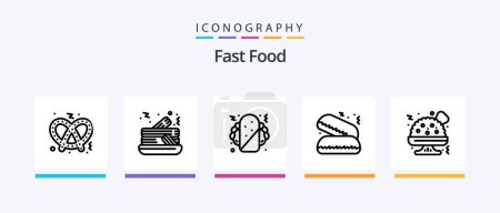 Illustration for Fast Food Line 5 Icon Pack Including junk food. fast food. frappe. sweet. food. Creative Icons Design - Royalty Free Image