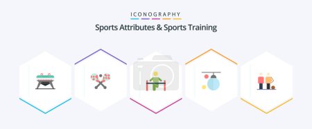 Illustration for Sports Atributes And Sports Training 25 Flat icon pack including amateur. punching. gym. boxing. bag - Royalty Free Image
