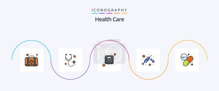 Illustration for Health Care Line Filled Flat 5 Icon Pack Including medicen. drop. diet. vaccine. medical - Royalty Free Image
