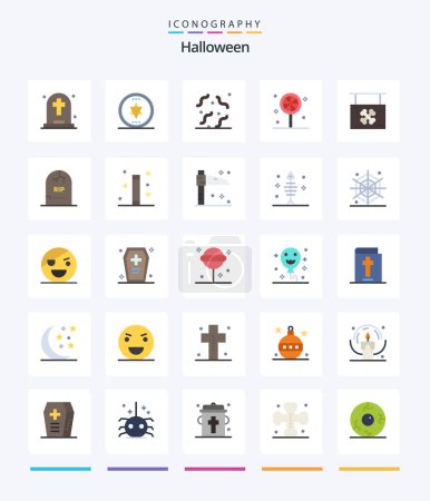 Téléchargez les illustrations : Creative Halloween 25 Flat icon pack  Such As shop. halloween. rotten. board. halloween - en licence libre de droit