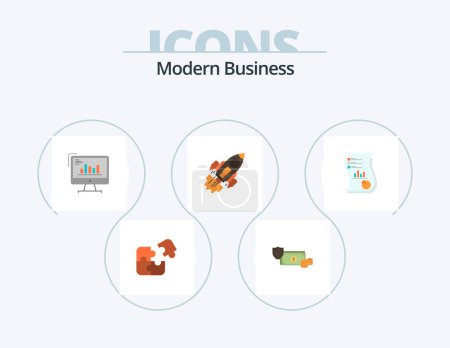 Téléchargez les illustrations : Modern Business Flat Icon Pack 5 Icon Design. diagram. business. coins. analytics. payment - en licence libre de droit