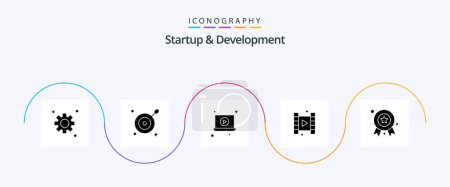 Illustration for Startup And Develepment Glyph 5 Icon Pack Including . badge. video. award ribbon. award - Royalty Free Image