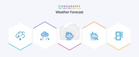 Illustration for Weather 25 Blue icon pack including weather. mobile. rain. weather. cloud - Royalty Free Image