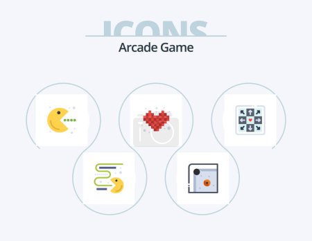 Ilustración de Arcade Flat Icon Pack 5 Icon Design. game. tetris. pacman. play. competition - Imagen libre de derechos