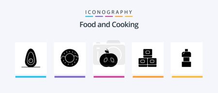 Téléchargez les photos : Food Glyph 5 Icon Pack Including . food. drink. Creative Icons Design - en image libre de droit
