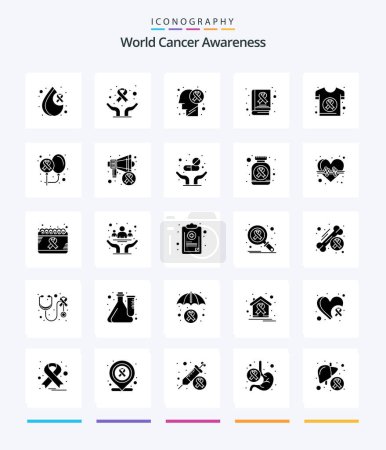 Téléchargez les illustrations : Creative World Cancer Awareness 25 Glyph Solid Black icon pack  Such As cancer. day. brain disease. cancer. awareness - en licence libre de droit