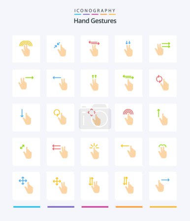 Illustration for Creative Hand Gestures 25 Flat icon pack  Such As fingers. . touch. gesture. touch - Royalty Free Image