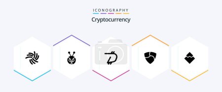Illustration for Cryptocurrency 25 Glyph icon pack including coin . crypto . crypto currency. coin - Royalty Free Image