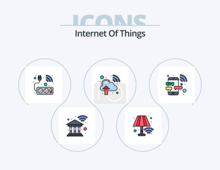 Internet Of Things Line Filled Icon Pack 5 Icon Design. internet. watch. call. smart. clock