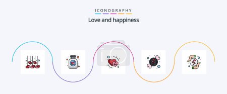 Illustration for Love Line Filled Flat 5 Icon Pack Including hands. sweet. heart. romantic. candy - Royalty Free Image