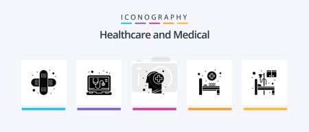 Illustration for Medical Glyph 5 Icon Pack Including room. hospital. healthcare. bed. hospital bed. Creative Icons Design - Royalty Free Image