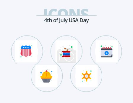 Ilustración de Usa Flat Icon Pack 5 Icon Design. calendar. independence. badge. independence. drum - Imagen libre de derechos