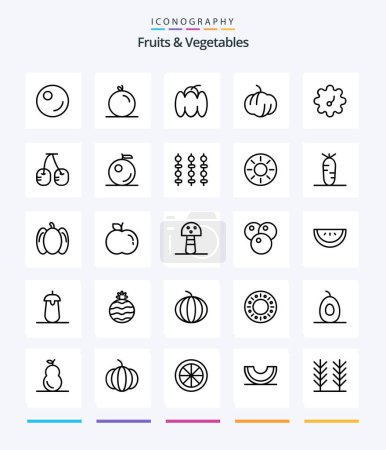 Illustration for Creative Fruits & Vegetables 25 OutLine icon pack  Such As orange. vegetables. vegetables. fruit. vegetable - Royalty Free Image