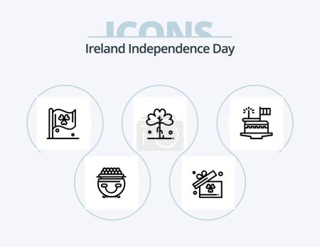Illustration for Ireland Independence Day Line Icon Pack 5 Icon Design. . box. plant. gift. patricks - Royalty Free Image
