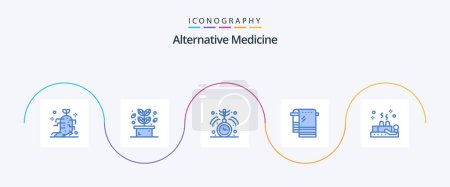 Illustration for Alternative Medicine Blue 5 Icon Pack Including healing. wiping. clock. towel. bath - Royalty Free Image