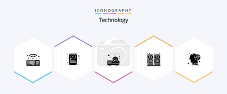 Ilustración de Technology 25 Glyph icon pack including . thinking. presentation. brain. speaker - Imagen libre de derechos