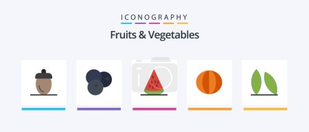 Téléchargez les illustrations : Fruits and Vegetables Flat 5 Icon Pack Including pumpkin. fresh. fruits. healthy. fruit. Creative Icons Design - en licence libre de droit