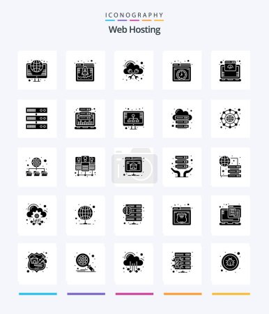 Ilustración de Creative Web Hosting 25 Glyph Solid Black icon pack  Such As internet. web hosting. hosting. cloud - Imagen libre de derechos