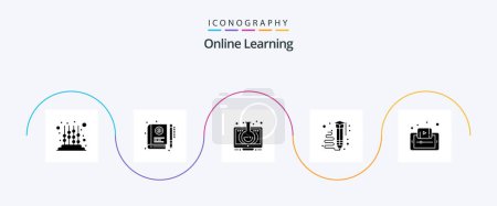 Illustration for Online Learning Glyph 5 Icon Pack Including pencil. draw. learning. art. monitor - Royalty Free Image