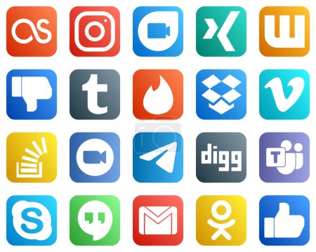 Téléchargez les illustrations : 20 Social Media Icons for Your Branding such as overflow. question. facebook. stockoverflow and vimeo icons. Editable and high resolution - en licence libre de droit