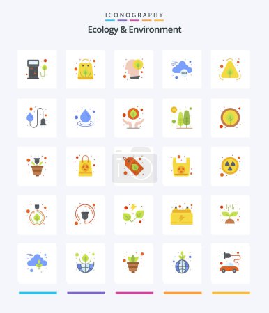 Téléchargez les illustrations : Creative Ecology And Environment 25 Flat icon pack  Such As item. eco. idea. green. co ecology - en licence libre de droit