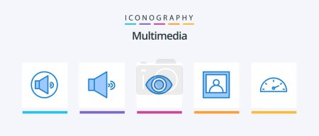 Ilustración de Multimedia Blue 5 Icon Pack Including . speed.. Creative Icons Design - Imagen libre de derechos