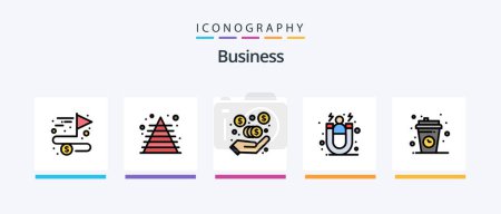 Illustration for Business Line Filled 5 Icon Pack Including report. annual. business. invoice. bill. Creative Icons Design - Royalty Free Image