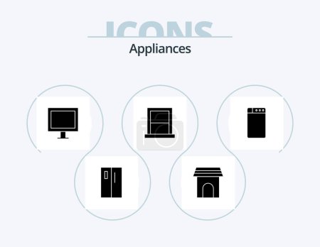 Téléchargez les illustrations : Appliances Glyph Icon Pack 5 Icon Design. home. bedroom. home. appliances. television - en licence libre de droit