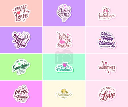 Illustration for Valentine's Day: A Time for Love and Beautiful Visual Stickers - Royalty Free Image