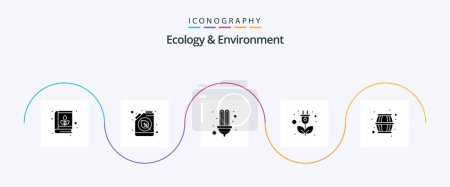 Ilustración de Ecology And Environment Glyph 5 Icon Pack Including beer. power. electric. plug. energy - Imagen libre de derechos