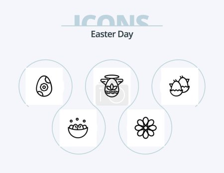 Ilustración de Easter Line Icon Pack 5 Icon Design. spring. leaf. nest. green. spring - Imagen libre de derechos