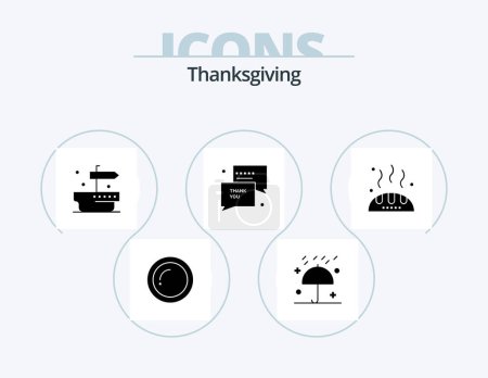 Illustration for Thanks Giving Glyph Icon Pack 5 Icon Design. thanks. sms. winter. thanksgiving. thank - Royalty Free Image