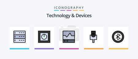 Illustration for Devices Line Filled 5 Icon Pack Including plug. cord. safe. mobile. devices. Creative Icons Design - Royalty Free Image