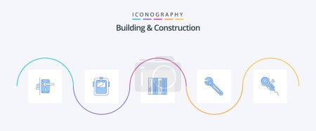 Illustration for Building And Construction Blue 5 Icon Pack Including option. texture. welder. wood. interior - Royalty Free Image