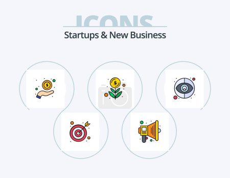 Ilustración de Startups And New Business Line Filled Icon Pack 5 Icon Design. payment. grow. web. finance. mountain - Imagen libre de derechos